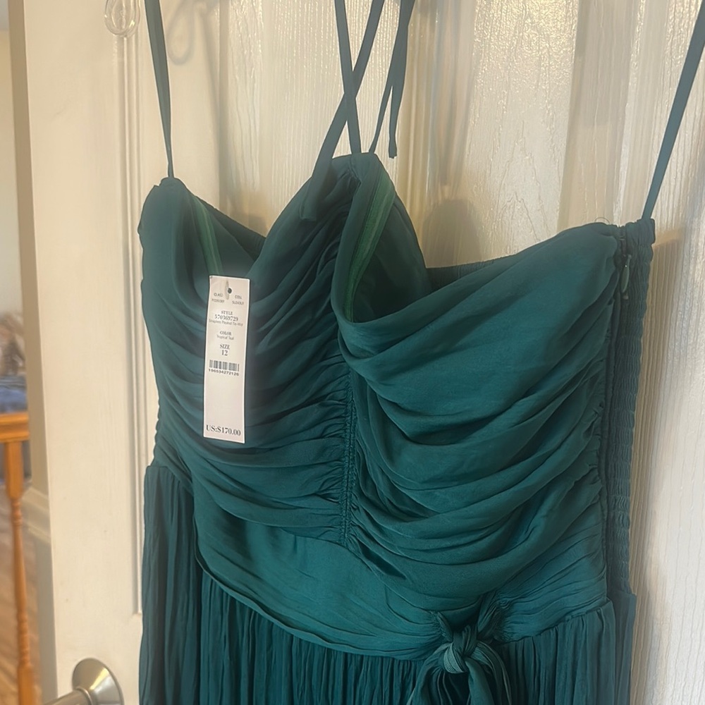 WHBM NWT Elegant Teal Strapless Dress with halter tie option. - Picture 3 of 11